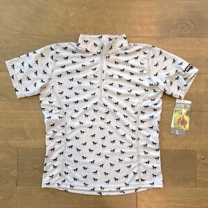 New Kerrits Venti Shortsleeve Silver Horse Print Shirt, Size L.